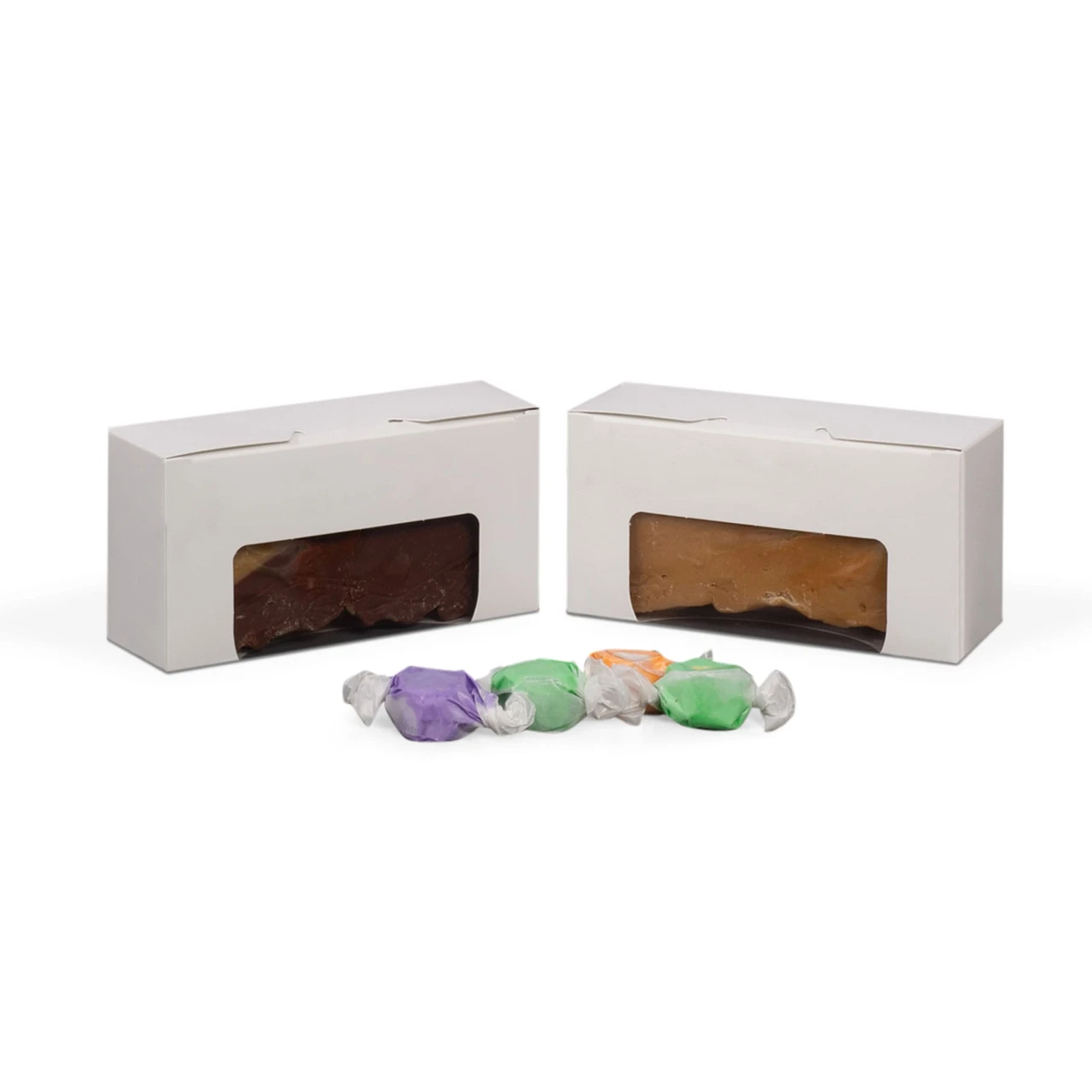 250 Boxes - 1 lb. Candy & Fudge Boxes - Solid White with Window