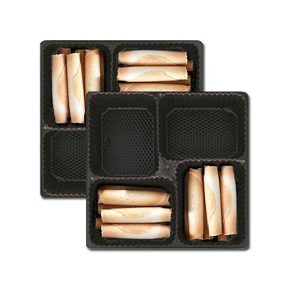 500 Deep Trays - 32 oz. Plastic Candy Trays - 4 Cavities - 7-7/16" x 7-7/16" x 1-15/16"