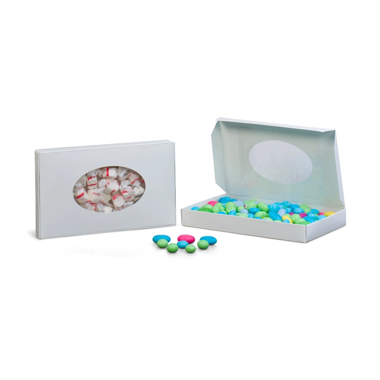250 Boxes - 1 lb. Candy & Fudge Boxes - White with Window