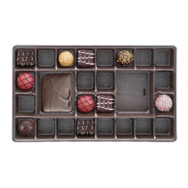 50 Trays - 1-1/2 lb. Plastic Candy Trays 26 Cavities - Brown - 10-7/8" x 7-1/16" x 15/16"