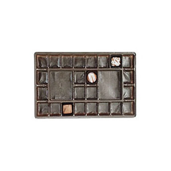 50 Trays - 1-1/2 lb. Plastic Candy Trays 26 Cavities - Brown - 10-7/8" x 7-1/16" x 15/16"