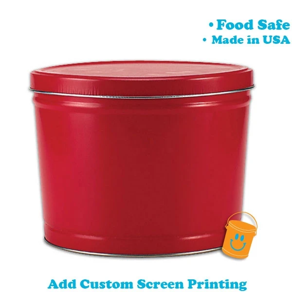 2 Gallon Tins - 10-1/4" Diameter x 9-1/8" x 7-1/2" Tapered - Red - 12/Pack
