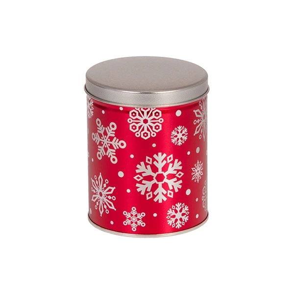 1 Quart - 4-1/16" dia. x 4-7/8" high - Red with Snowflakes 24 Tins/Pack