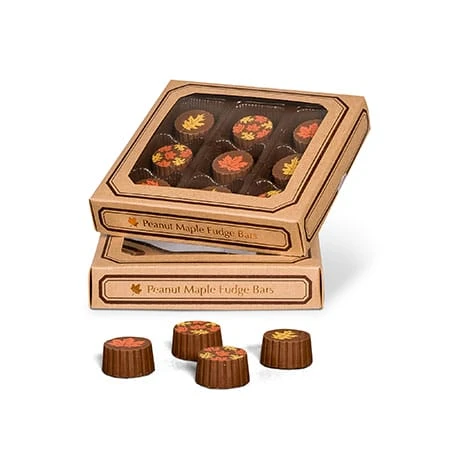 50 Boxes - 8 oz. Candy Box Covers - Kraft with Windows/Trim - 5-3/4" x 5-3/4" x 1-1/8"