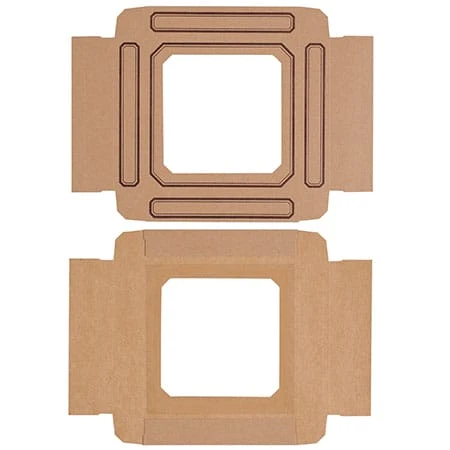50 Boxes - 8 oz. Candy Box Covers - Kraft with Windows/Trim - 5-3/4" x 5-3/4" x 1-1/8"