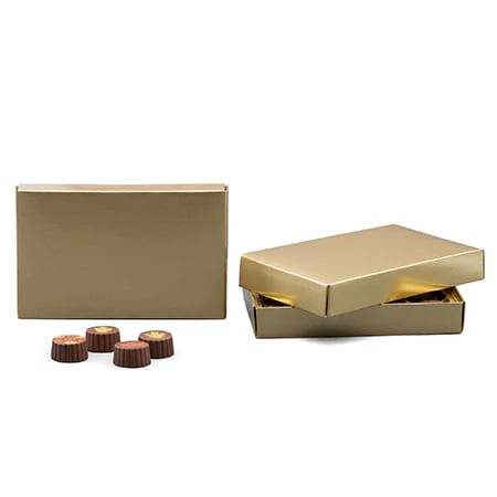 250 Covers - 1/2 lb. Candy Box Covers - Gold - 7-1/8" x 4-1/2" x 1-1/8"