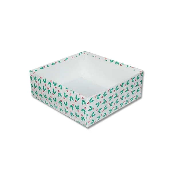 50 2 Layer Bases - 16 oz. Candy Box Bases - Holly Berries - 5-9/16" x 5-9/16" x 2-1/8"