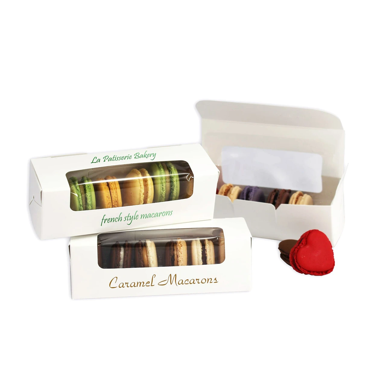 250 Macaron Boxes - Small White with Window (6 Macarons)