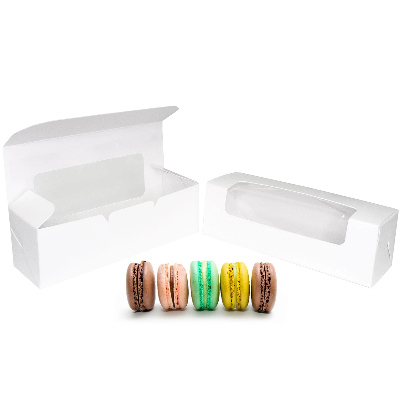 250 Macaron Boxes - Small White with Window (6 Macarons)