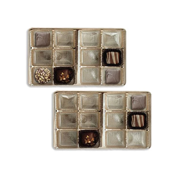 500 Trays - 1/2 lb. Plastic Candy Trays - Silver - 12 Cavities