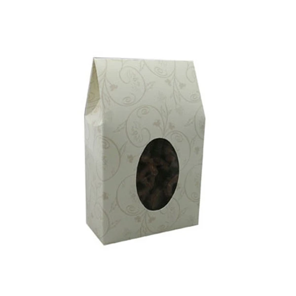 Ivory Brocade Tapered Candy Totes with Windows - 4-1/2" x 2" x 7-5/16"