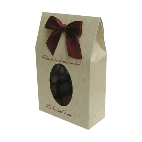 Ivory Brocade Tapered Candy Totes with Windows - 4-1/2" x 2" x 7-5/16"