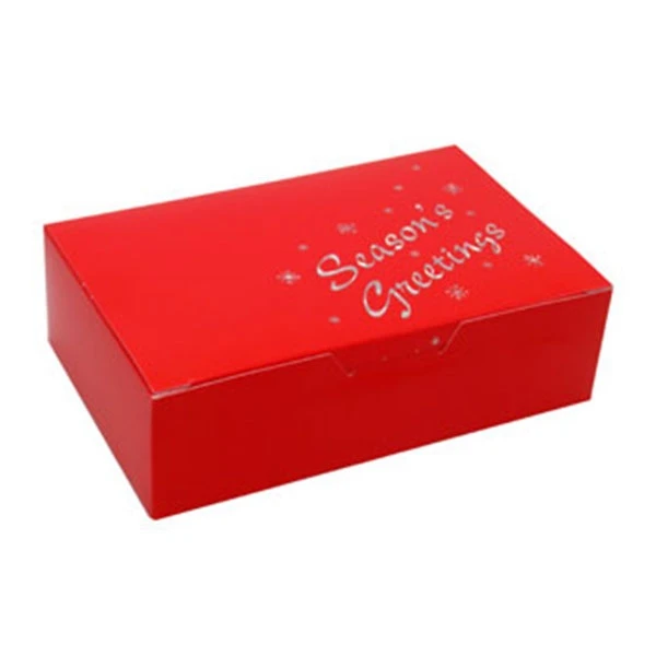 50 Boxes - 1-1/2 lb. Candy & Fudge Boxes - Red Season's Greetings 7" x 4-1/2" x 2"
