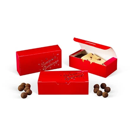 50 Boxes - 1-1/2 lb. Candy & Fudge Boxes - Red Season's Greetings 7" x 4-1/2" x 2"