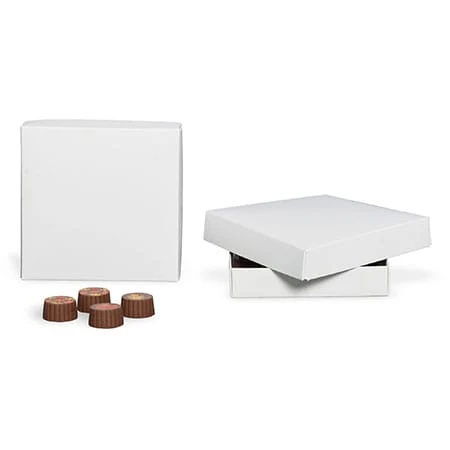 250 Boxes - 8 oz. Candy Box Covers - White - 5-3/4" x 5-3/4" x 1-1/8"