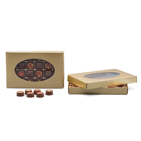 250 Covers - 1 lb. Candy-Chocolate Box Covers - Gold & Oval Window