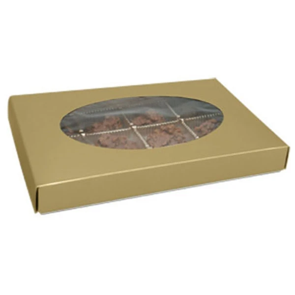 250 Covers - 1 lb. Candy-Chocolate Box Covers - Gold & Oval Window