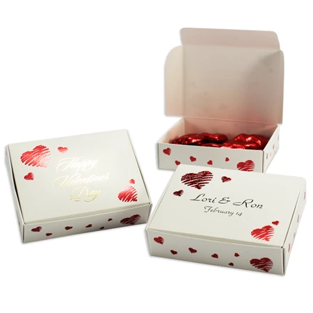 250 Boxes - Hot-Stamped - 1/4 lb. Glitter Hearts Candy Boxes 4-9/16" x 3-9/16" x 1-1/4"