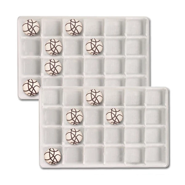 500 Trays - 1 lb. Plastic Candy Trays - 24 Cavities - White - 9-3/8" x 6" x 15/16"