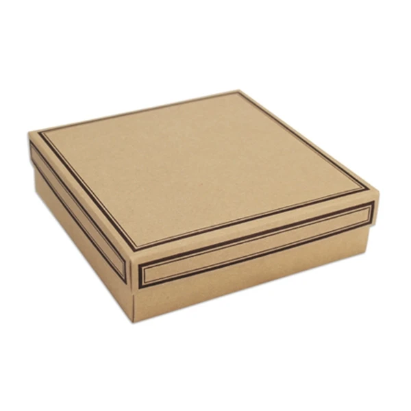 50 Covers - 16 oz. Candy Box Covers - Kraft with Brown Borders - 7-3/4" x 7-3/4" x 1-1/8"