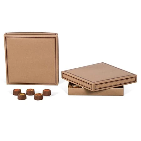 50 Covers - 16 oz. Candy Box Covers - Kraft with Brown Borders - 7-3/4" x 7-3/4" x 1-1/8"