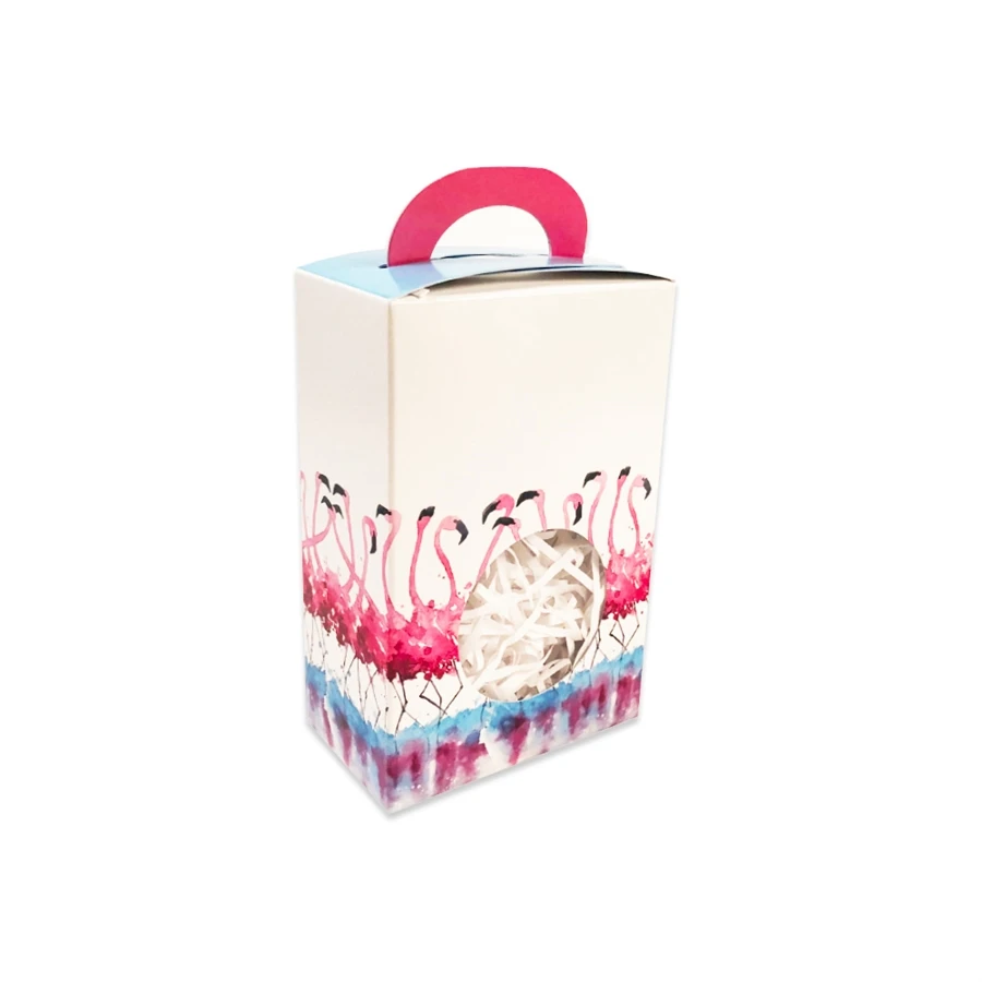Candy Totes - 1/2 lb. Vertical with Window - Flamingos 50 Pcs. (bulk pricing options) 3-1/2" x 2-1/16" x 5-3/8"