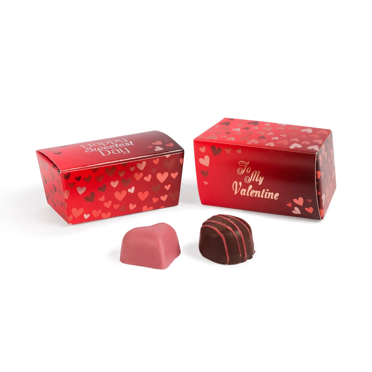 250 Ballotin Boxes - Hot-Stamped - 2 oz. Foil Hearts