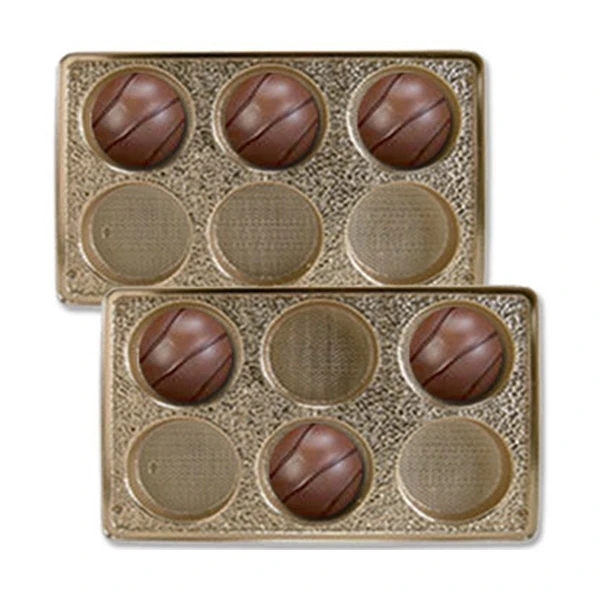 500 Trays - 1 lb. Chocolate Strawberries Plastic Trays - Gold - 9-3/8" x 6" x 15/16"