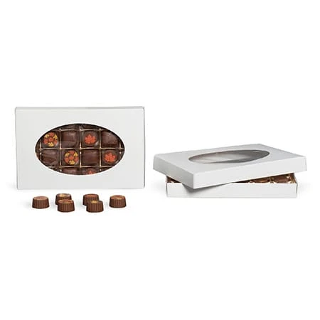 250 Covers - 1 lb. Candy-Chocolate Box Covers - White & Oval Window