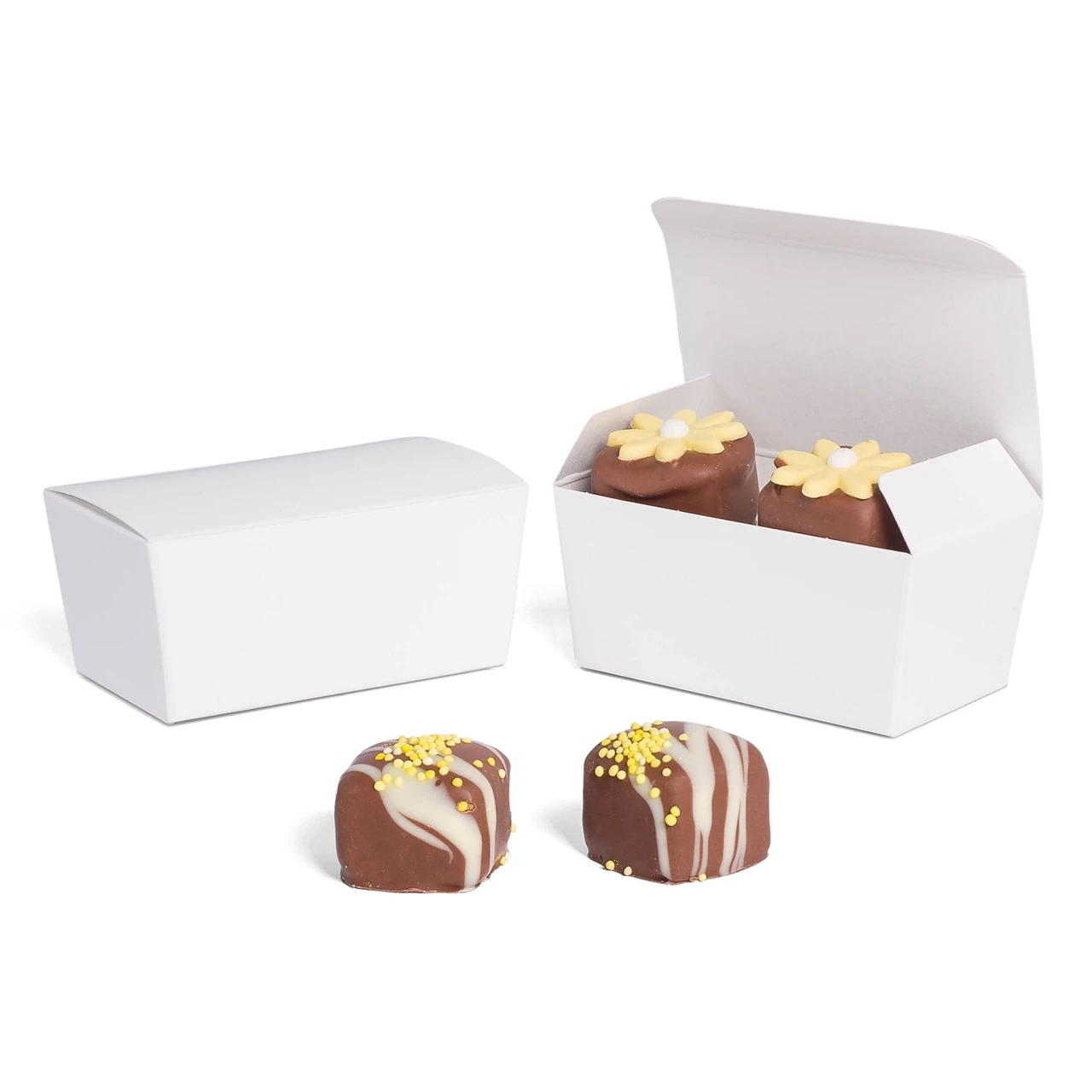 250 Boxes - 2 oz. White Ballotin Boxes