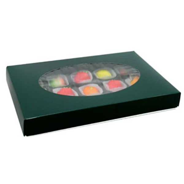 50 Covers - 1 lb. Candy-Chocolate Box Covers - Forest Green & Oval Window
