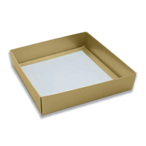 250 Deep Bases - 16 oz. Candy Box Bases - Gold - 7-9/16" x 7-9/16" x 1-5/8"