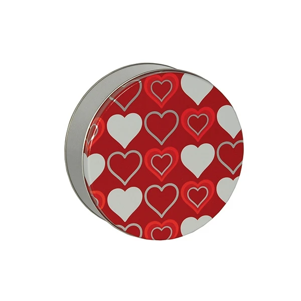 24 Round Cookie Tins - 6-11/16" Dia. x 1-13/16 High - Heart Warming