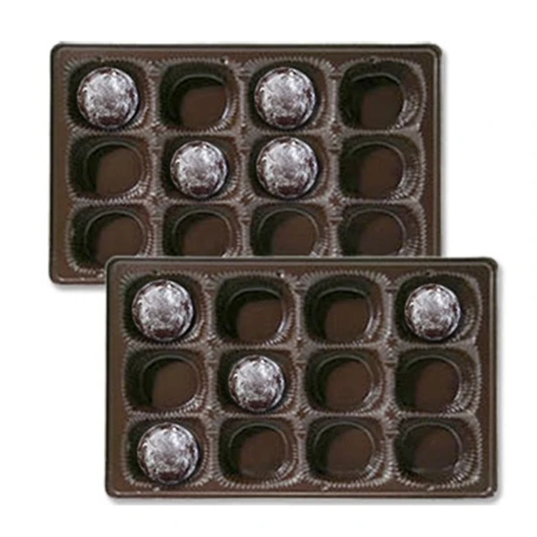 500 Trays - 1 lb. Plastic Candy Trays 12 Cavities - Brown - 9-3/8" x 6" x 15/16"