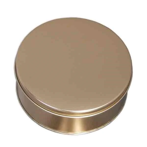 20 Tins - Round Tins 9-7/8" Diameter x 1-15/16" Height - Gold