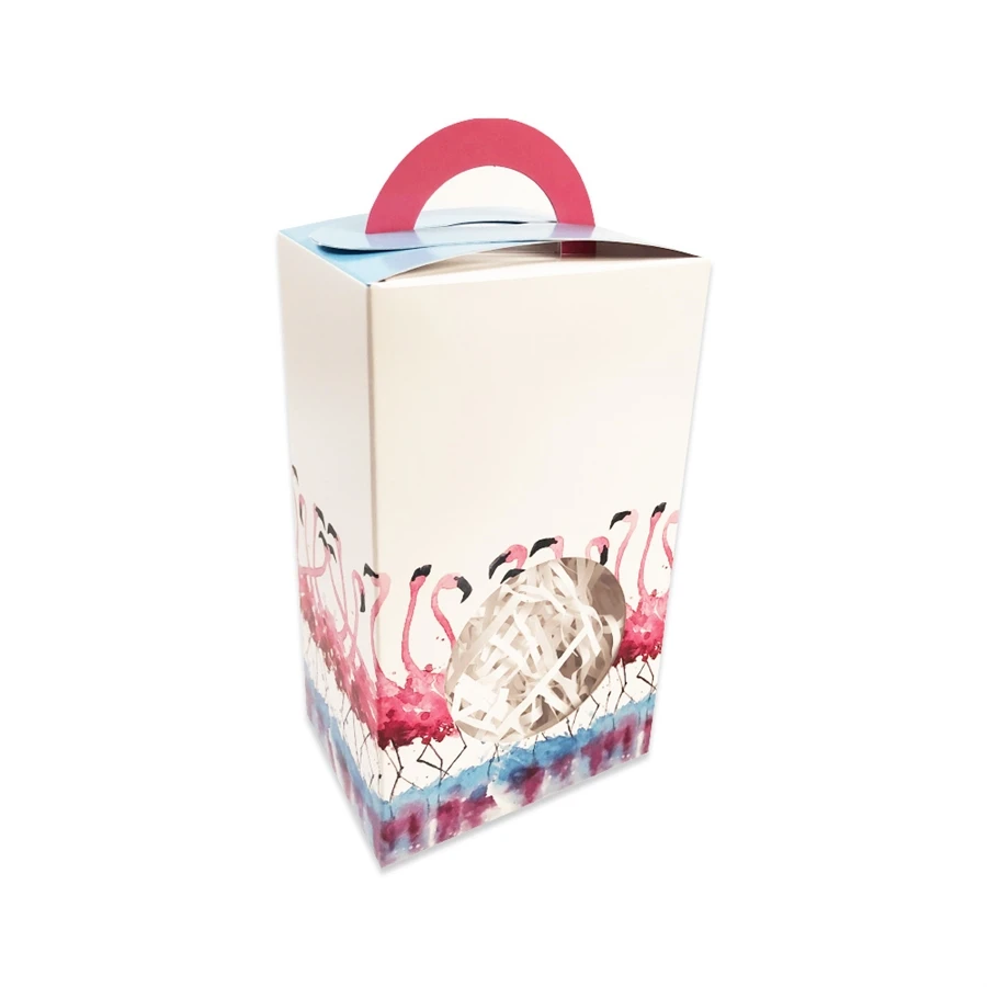 50 Boxes - 1 lb. Vertical Candy Tote with Window - Flamingos