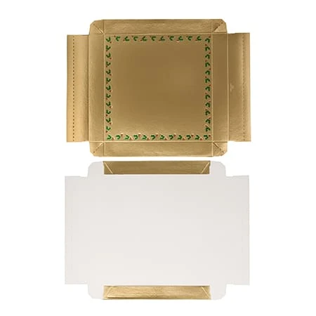 250 Covers - 16 oz. Candy Box Covers - Gold with Emerald Holly Berries - 7-3/4" x 7-3/4" x 1-1/8"