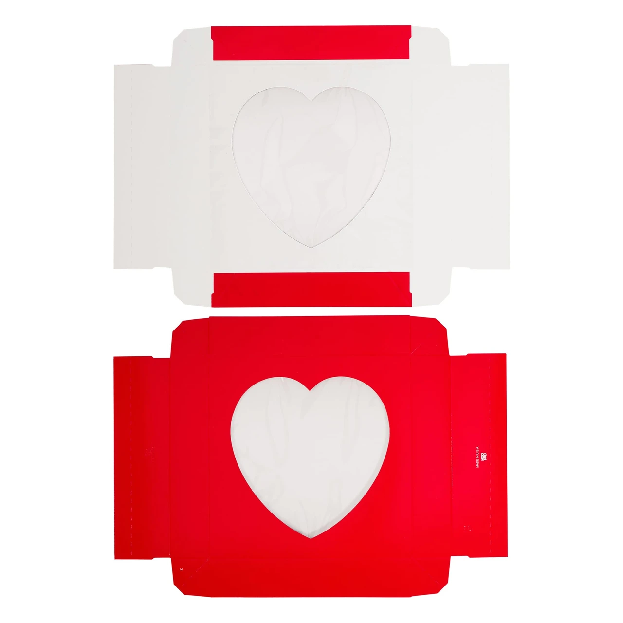 50 Boxes - 8 oz. Candy Box Covers - Red with Heart Window - 5-3/4" x 5-3/4" x 1-1/8"