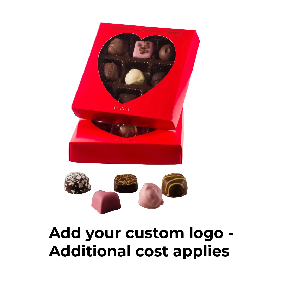 50 Boxes - 8 oz. Candy Box Covers - Red with Heart Window - 5-3/4" x 5-3/4" x 1-1/8"