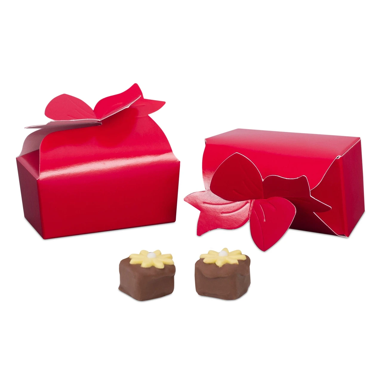 250 Boxes - Small Red Bow Favor Boxes