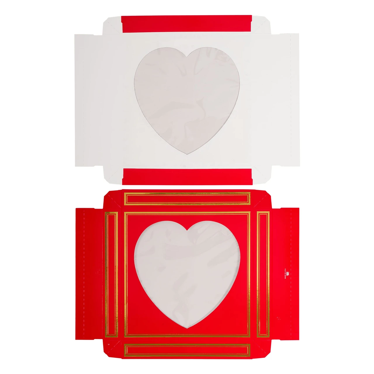 50 Covers - 16 oz. Candy Box Covers - Red/Gold Trim & Window