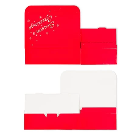 50 Boxes 1/2 lb. Candy & Fudge Boxes Red Season's Greetings 5-1/2" x 2-3/4" x 1-3/4"