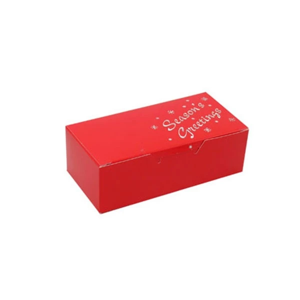 50 Boxes 1/2 lb. Candy & Fudge Boxes Red Season's Greetings 5-1/2" x 2-3/4" x 1-3/4"