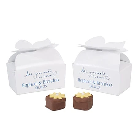 250 Boxes - Large White Bow Favor Boxes