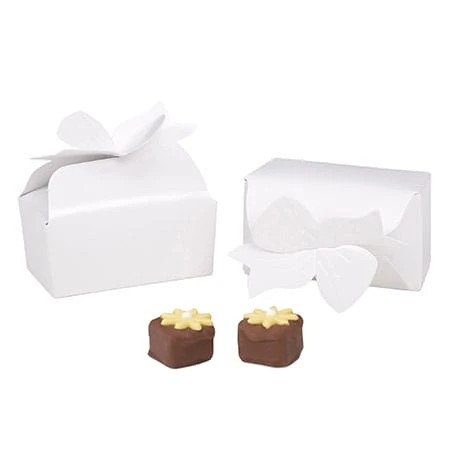 250 Boxes - Large White Bow Favor Boxes