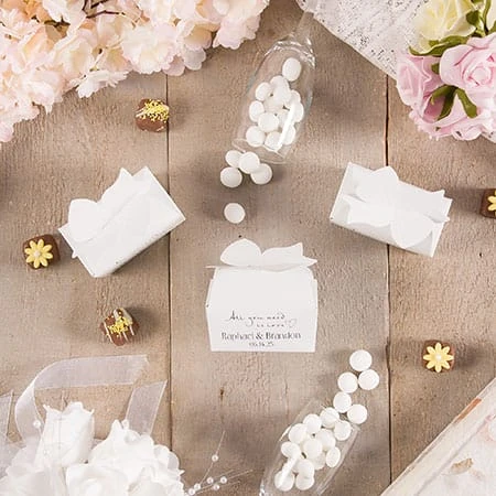250 Boxes - Large White Bow Favor Boxes