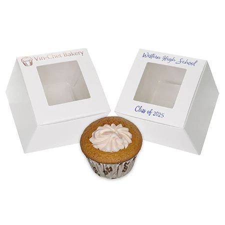 250 Boxes - 3" x 3" x 3" White Cupcake Box with Square Window