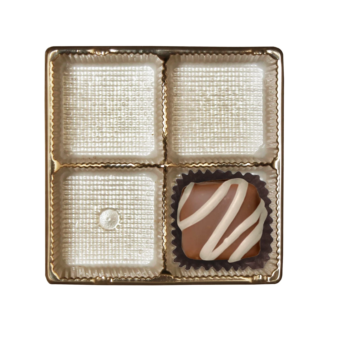 500 Trays - 3 oz. Candy Tray Insert Gold 4 Cavities 3-7/16" x 3-7/16" x 15/16" 1