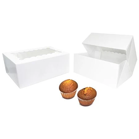 100 Boxes - Donut or Cupcake Box - White with Window