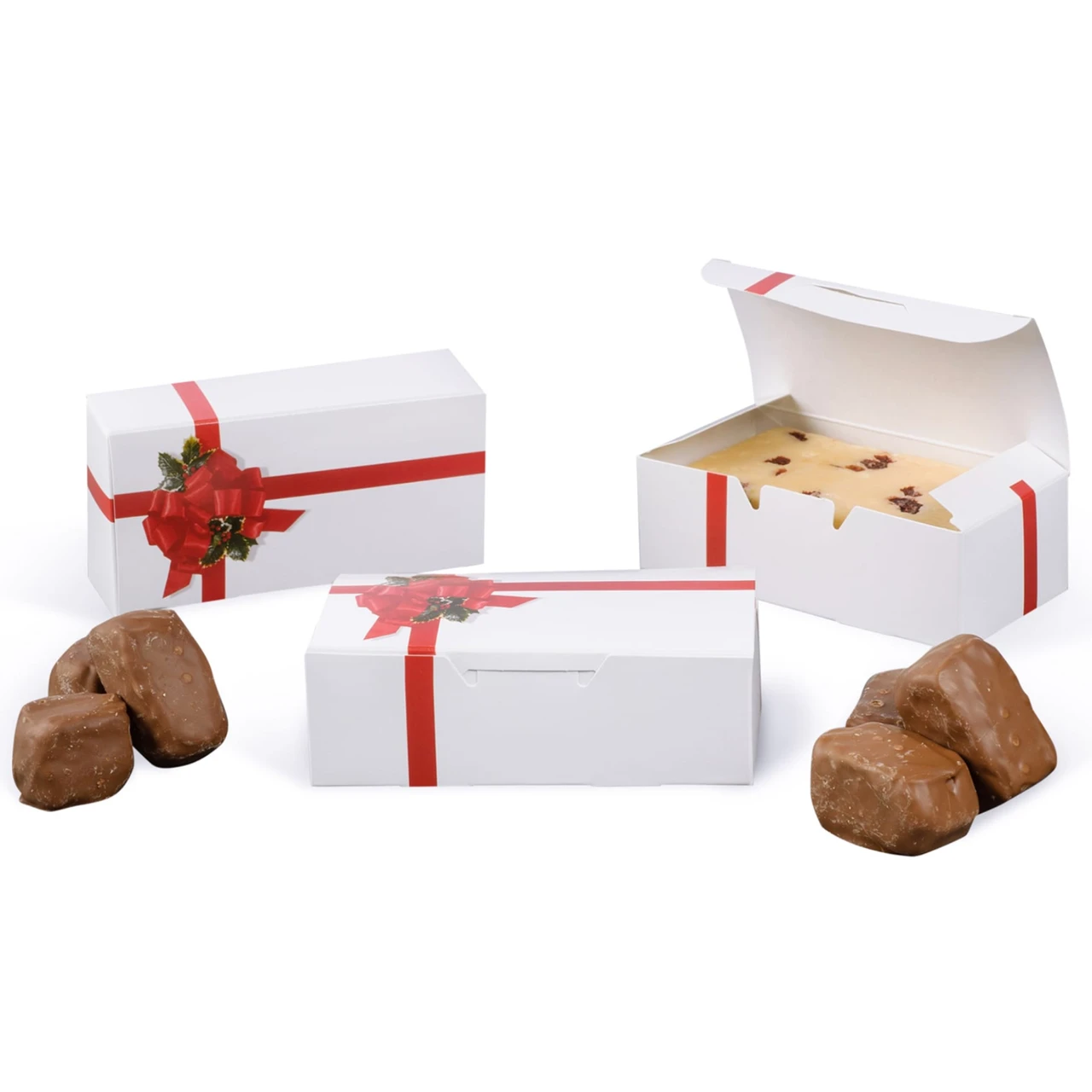250 Boxes - 1-1/2 lb Candy & Fudge Boxes - Ribbon N' Holly